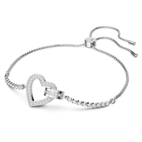 lovely bracelet heart white rhodium plated